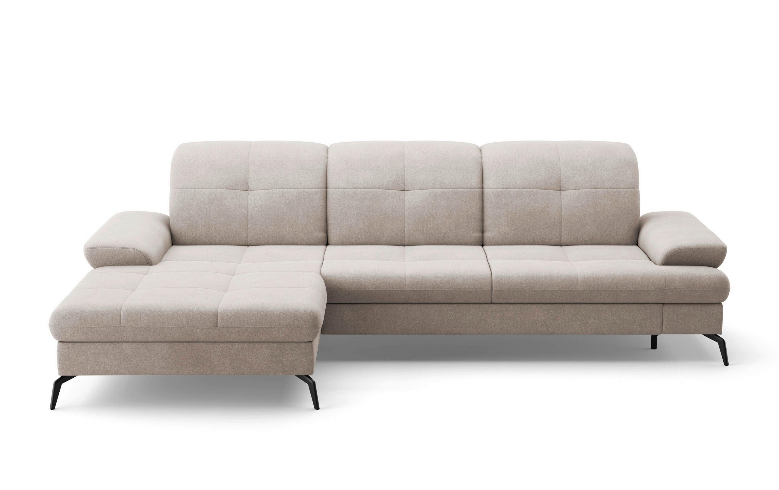 ECKSOFA in Flachgewebe Greige  - Greige/Schwarz, Konventionell, Textil/Metall (185/279cm) - Sit & More