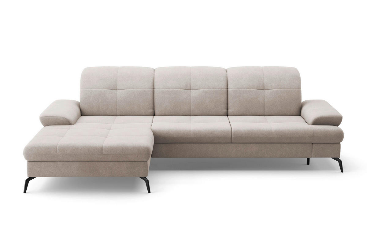 ECKSOFA in Flachgewebe Greige  - Greige/Schwarz, Konventionell, Textil/Metall (185/279cm) - Sit & More