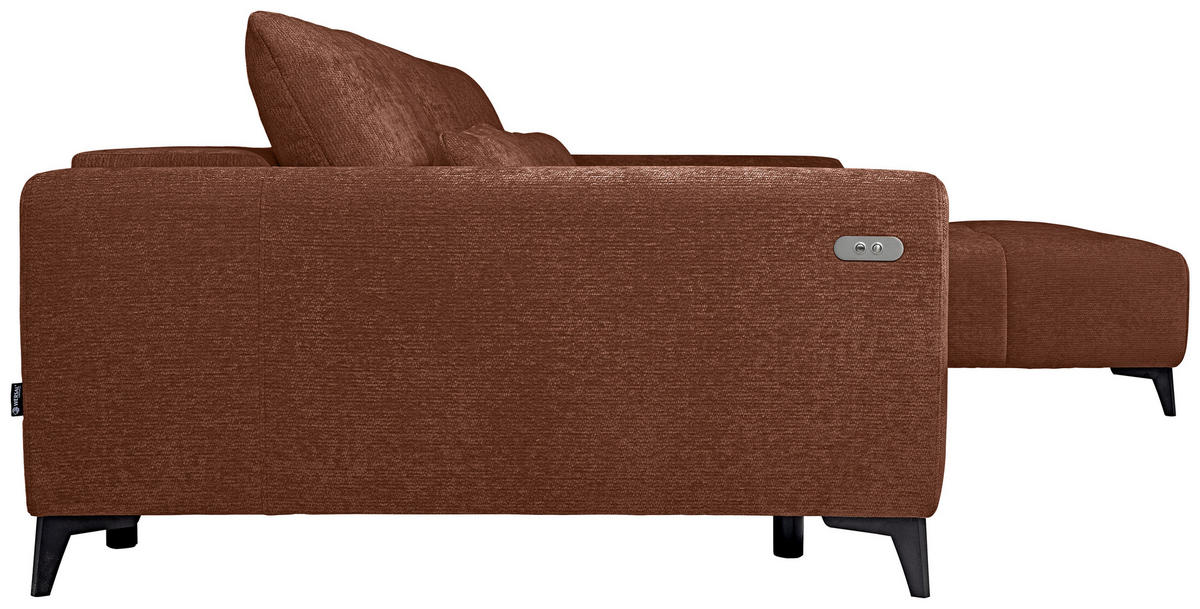 ECKSOFA Rostfarben Chenille  - Rostfarben/Schwarz, KONVENTIONELL, Kunststoff/Textil (279/222cm) - Hom`in