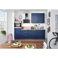 BUCĂTĂRIE STANDARD  - culoare lemn de nuc/albastru închis, Design, material pe bază de lemn (290cm) - Welnova