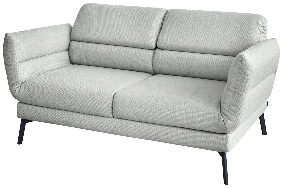 2-SITZER-SOFA Flachgewebe Hellgrau  - Hellgrau/Schwarz, Design, Textil/Metall (178-226/83-113/96-177cm) - Dieter Knoll