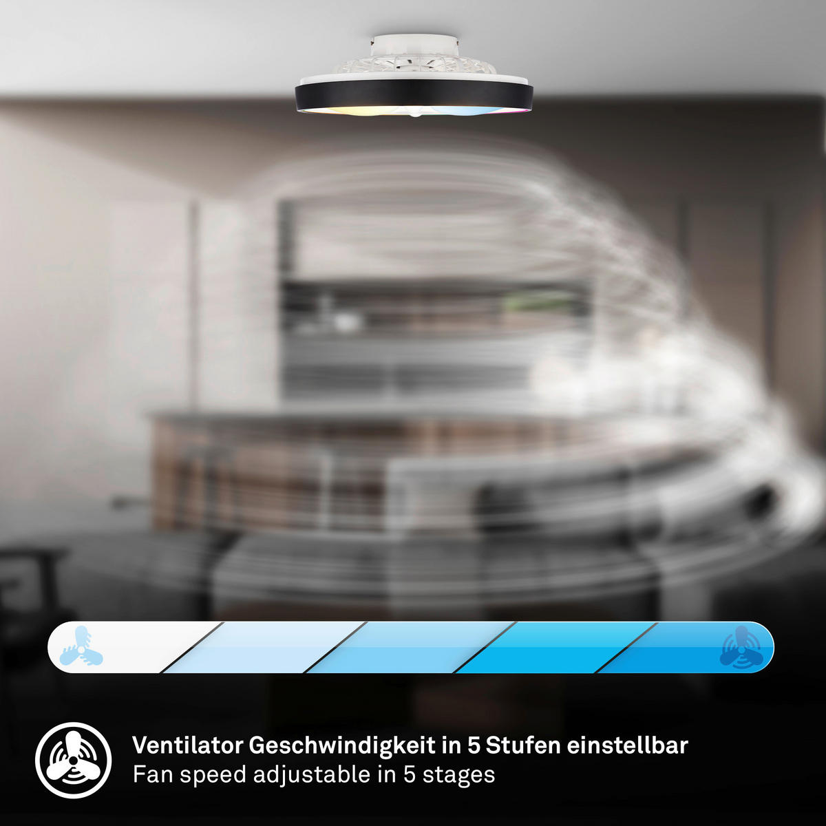 DECKENVENTILATOR 48./15 cm   - Schwarz/Weiß, Design, Kunststoff (48./15cm)