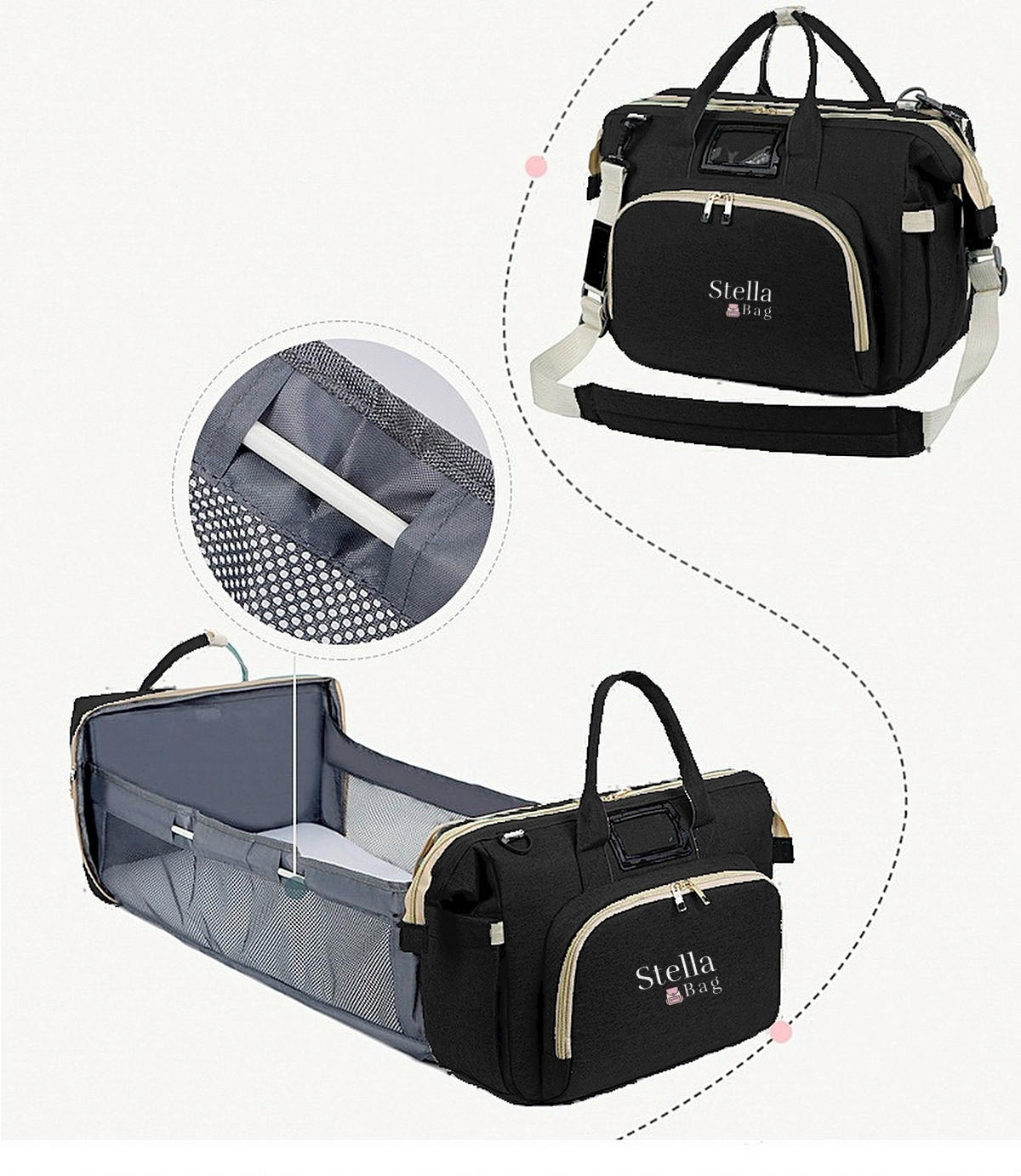WICKELTASCHE Stella Bag  - Schwarz, Basics, Textil (40/30/20cm)