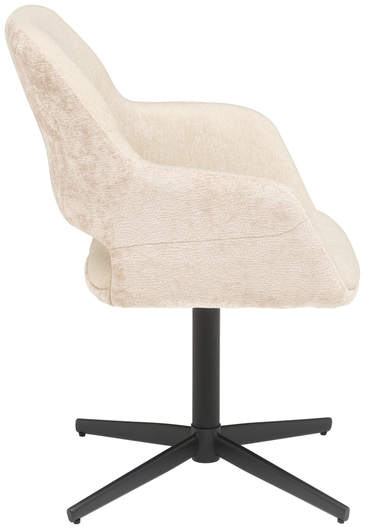 ARMLEHNSTUHL  in Eisen Chenille, Leinenoptik  - Beige/Schwarz, KONVENTIONELL, Textil/Metall (61/85/63cm) - MID.YOU