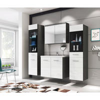 KÚPEĽŇA antracitová, biela s vysokým leskom  - biela/biela s vysokým leskom, Basics, kompozitné drevo/plast (120cm) - P & B