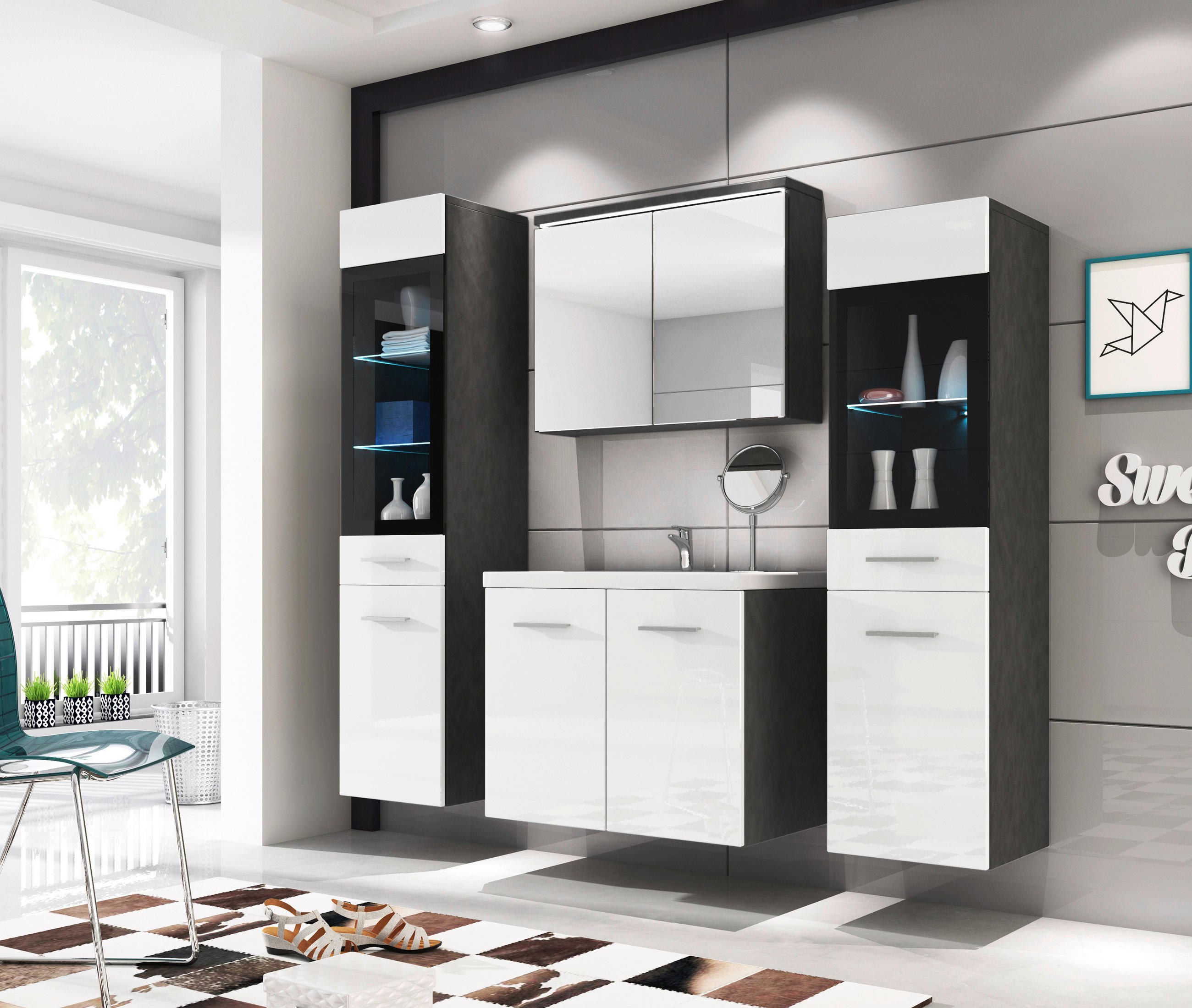 P & B KOUPELNA antracitová, vysoce lesklá bílá