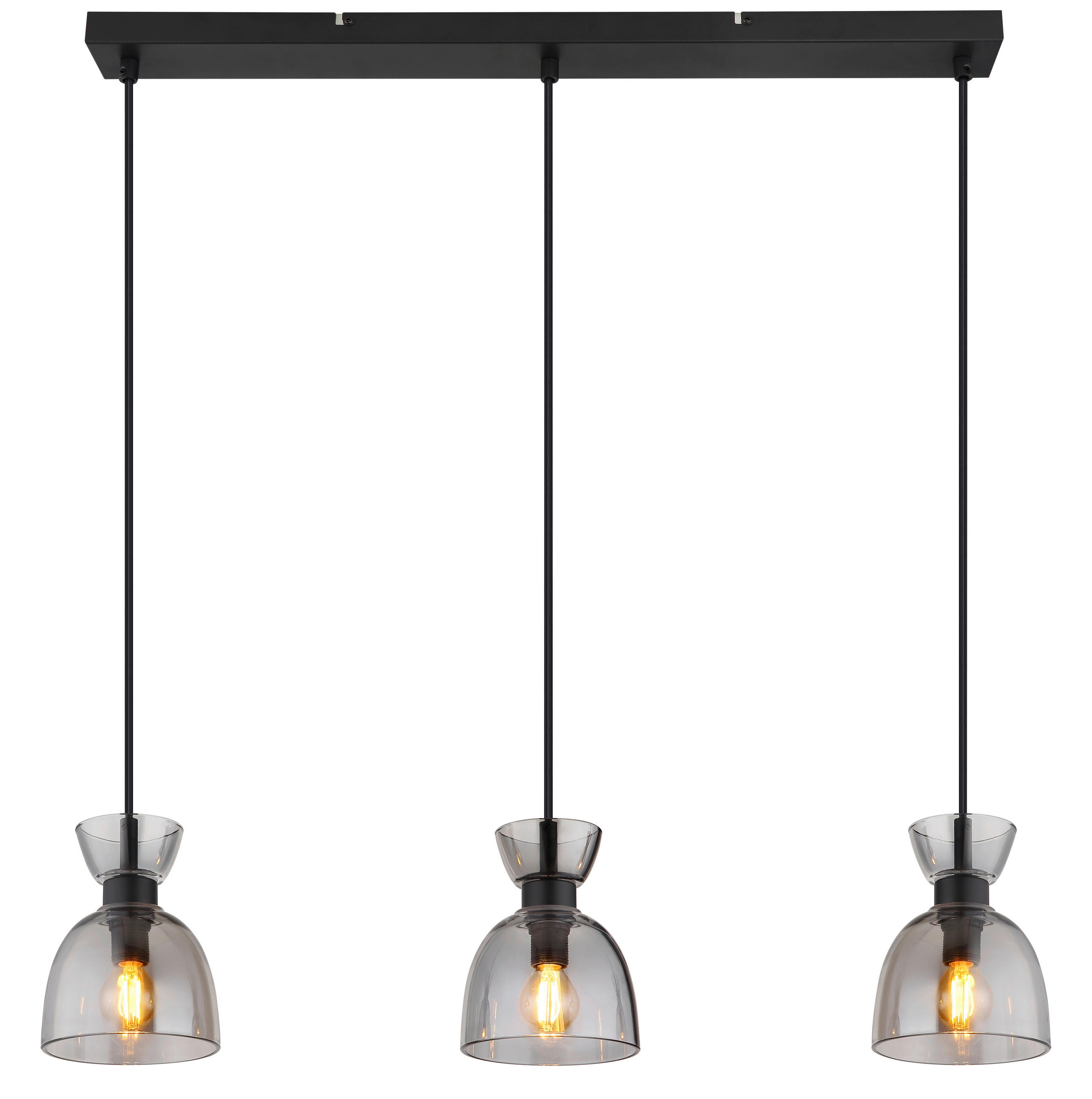 HÄNGELEUCHTE 65/13/120 cm  - Schwarz/Grau, Design, Glas/Kunststoff (65/13/120cm) - Globo