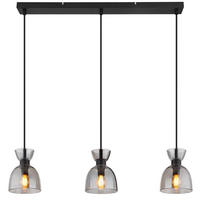 HÄNGELEUCHTE 65/13/120 cm  - Schwarz/Grau, Design, Glas/Kunststoff (65/13/120cm) - Globo