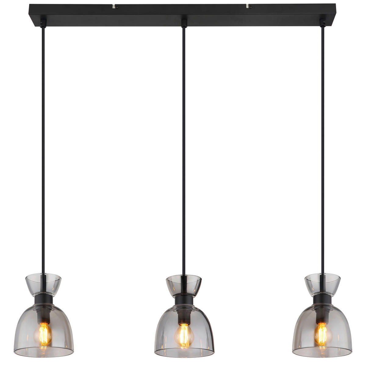 HÄNGELEUCHTE 65/13/120 cm  - Schwarz/Grau, Design, Glas/Kunststoff (65/13/120cm) - Globo