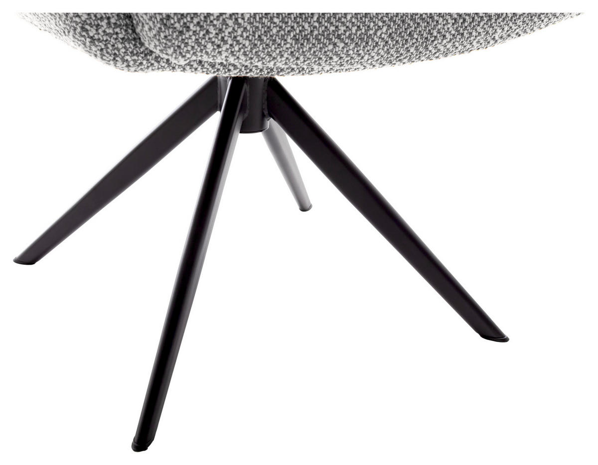 ARMLEHNSTUHL  , Stoffauswahl, Typenauswahl, Sitzfläche 360° drehbar  , Webstoff  ,  - Schwarz/Grau, Design, Textil/Metall (66/95/74cm) - Novel