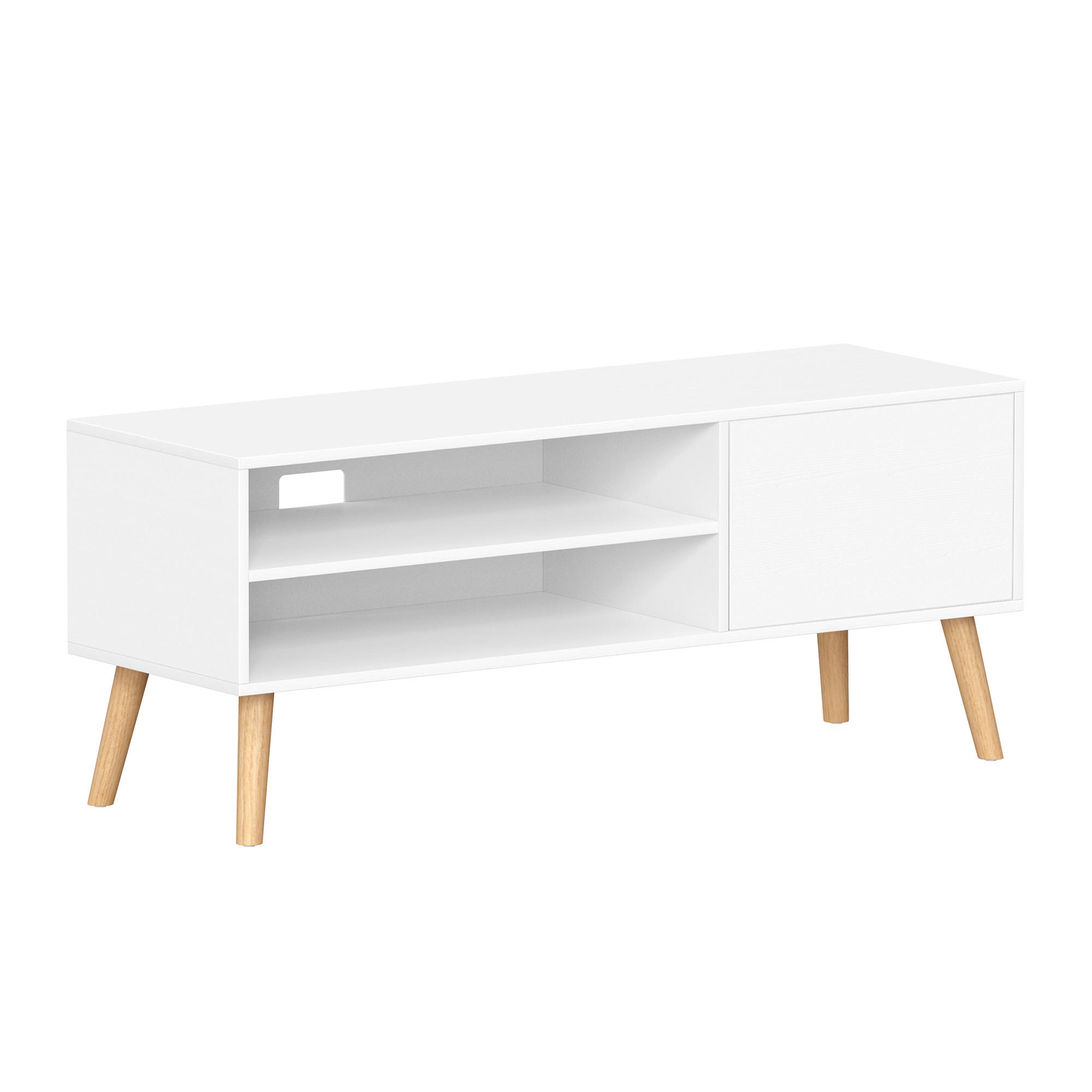 KOMODA POD TELEVIZI, bílá, světle hnědá, 120/49/40 cm - bílá/světle hnědá, Trend, kompozitní dřevo (120/49/40cm) - MID.YOU