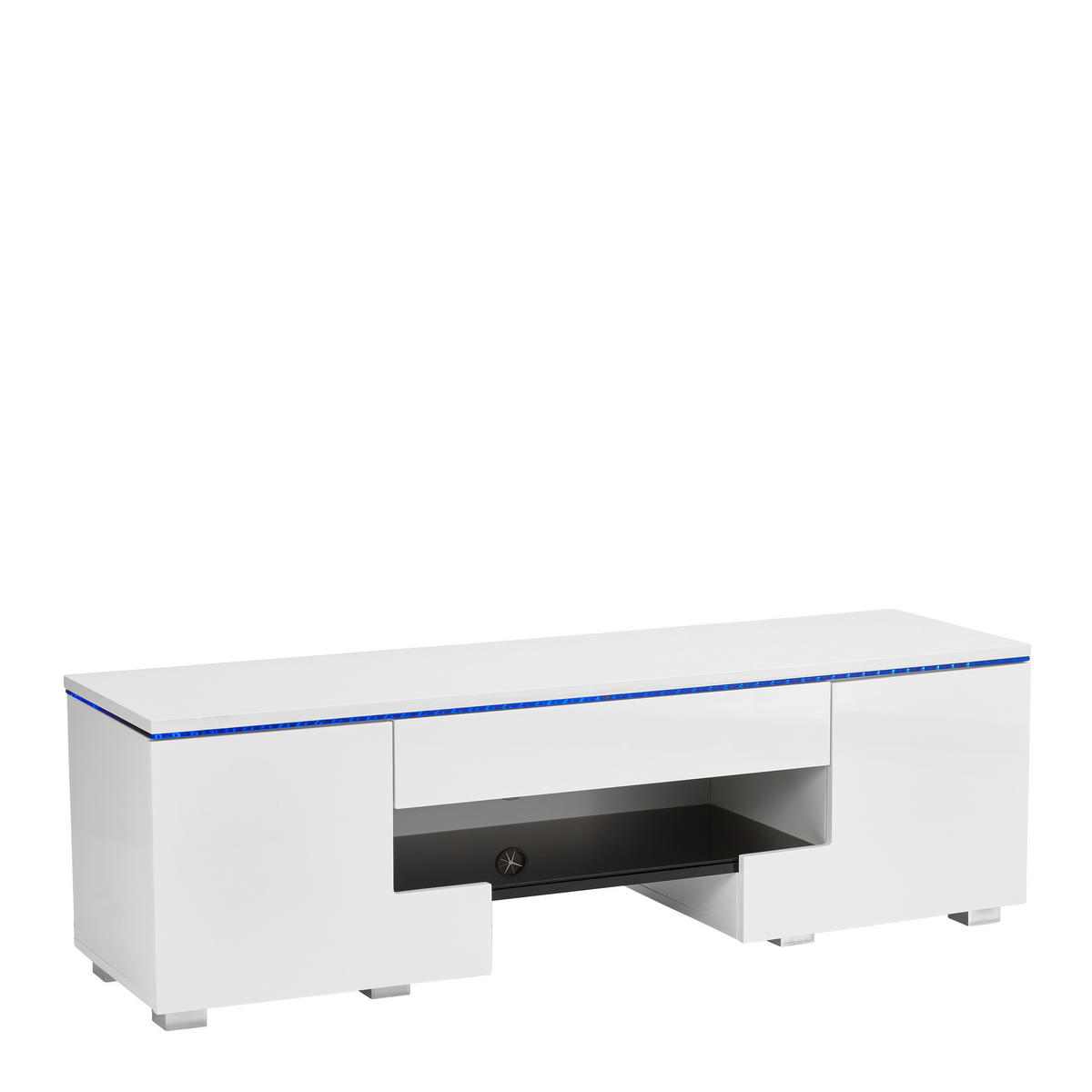 TV-BÄNK  i 140/44/40 cm  - vit/silver, Design, trämaterial/glas (140/44/40cm) - Carryhome