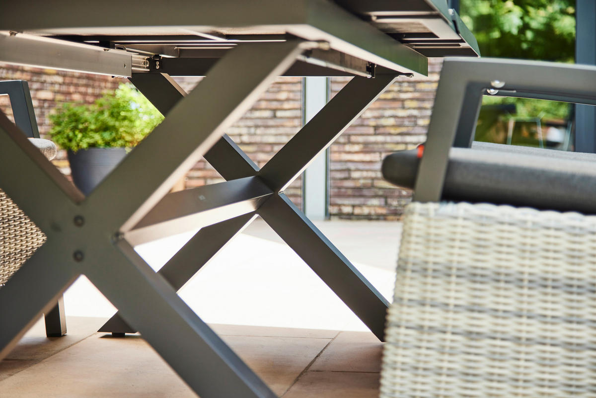 GARTENTISCHGRUPPE Aluminium  - Anthrazit, MODERN, Keramik/Kunststoff (100/88/260cm) - Siena Garden