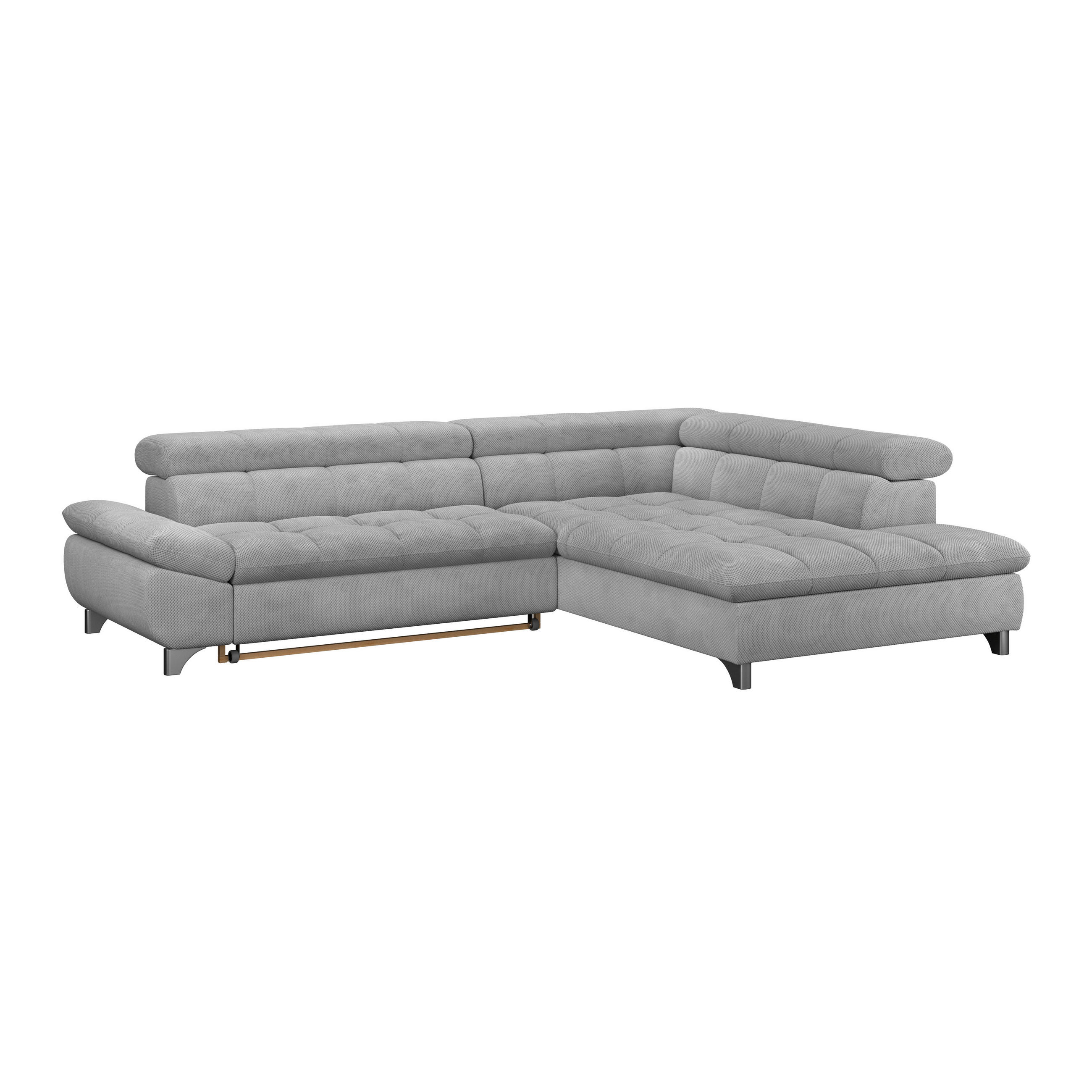 ECKSOFA Hellgrau Chenille  - Chromfarben/Hellgrau, KONVENTIONELL, Textil/Metall (312/234cm) - Livetastic