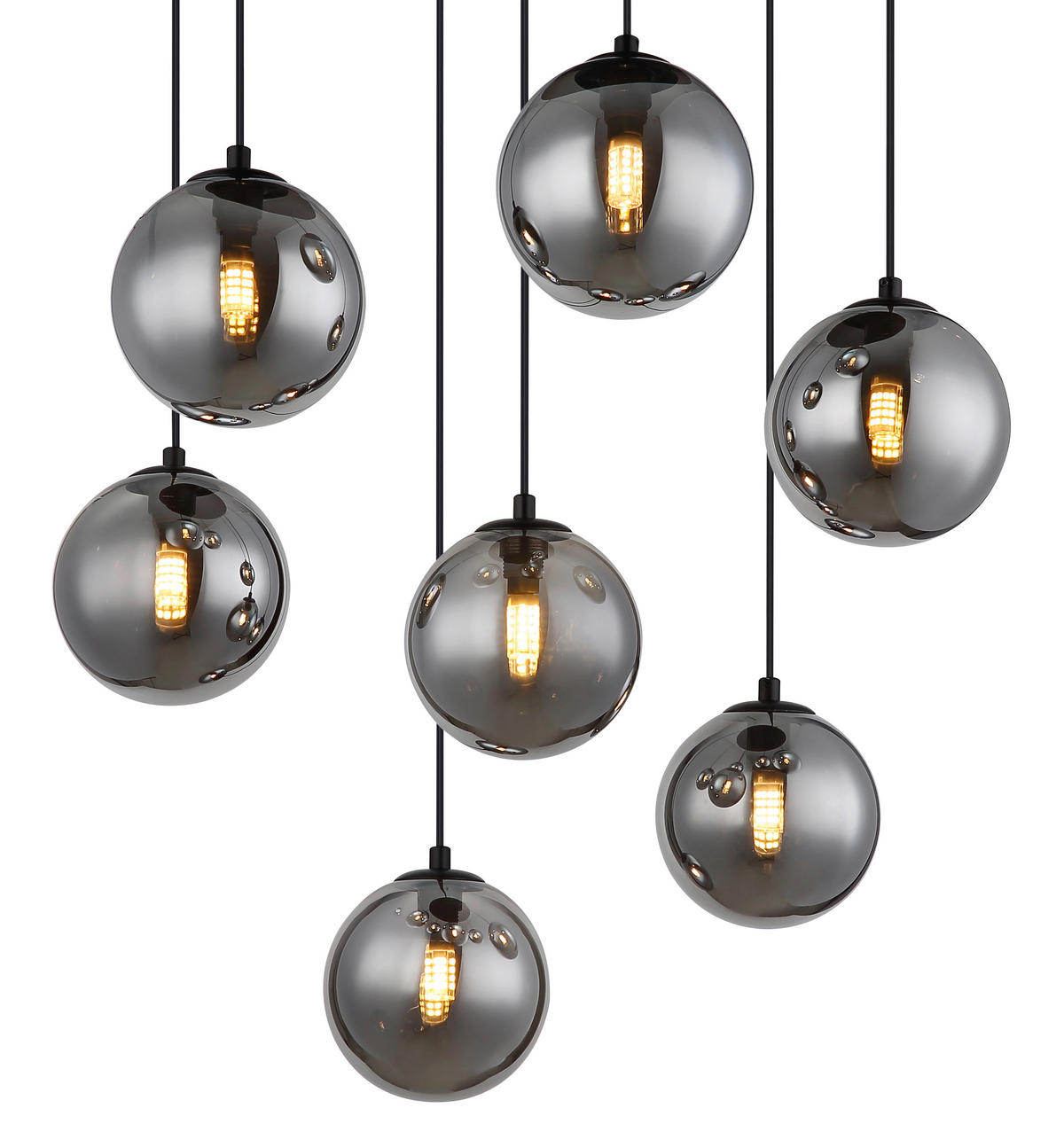 LED-HÄNGELEUCHTE 55/120 cm  - Schwarz/Grau, Design, Glas/Kunststoff (55/120cm) - Globo