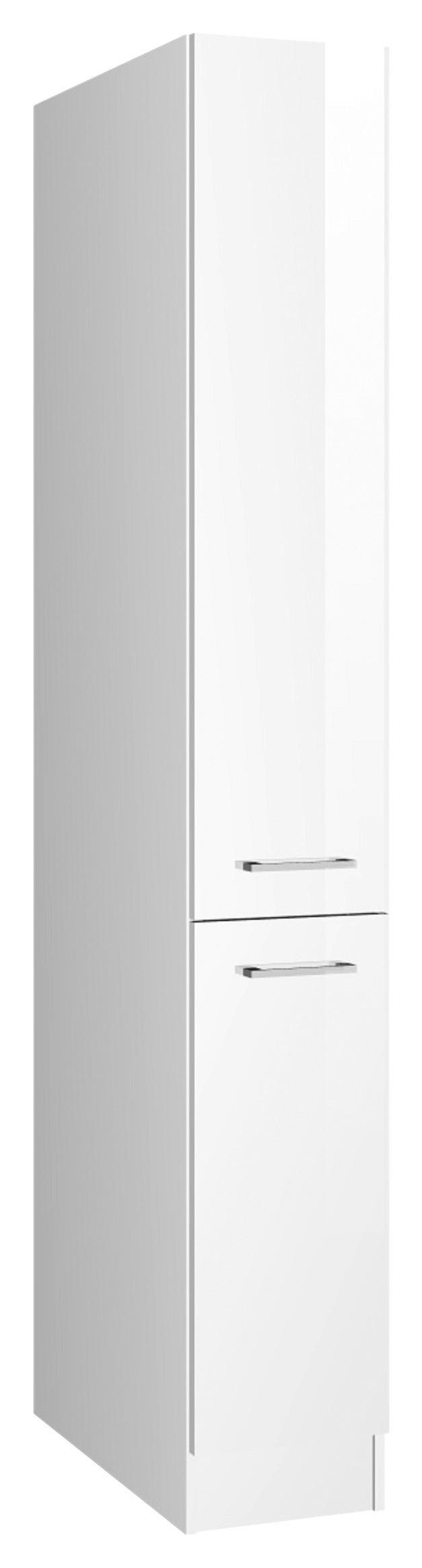 APOTHEKERSCHRANK 30/200/60 cm  in Weiß Hochglanz  - Weiß Hochglanz/Silberfarben, MODERN, Holzwerkstoff/Metall (30/200/60cm) - Held