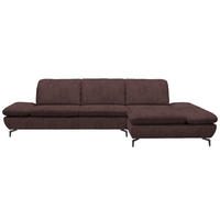 ECKSOFA Dunkelbraun Flachgewebe  - Dunkelbraun/Schwarz, Design, Textil/Metall (315/200cm) - Chilliano
