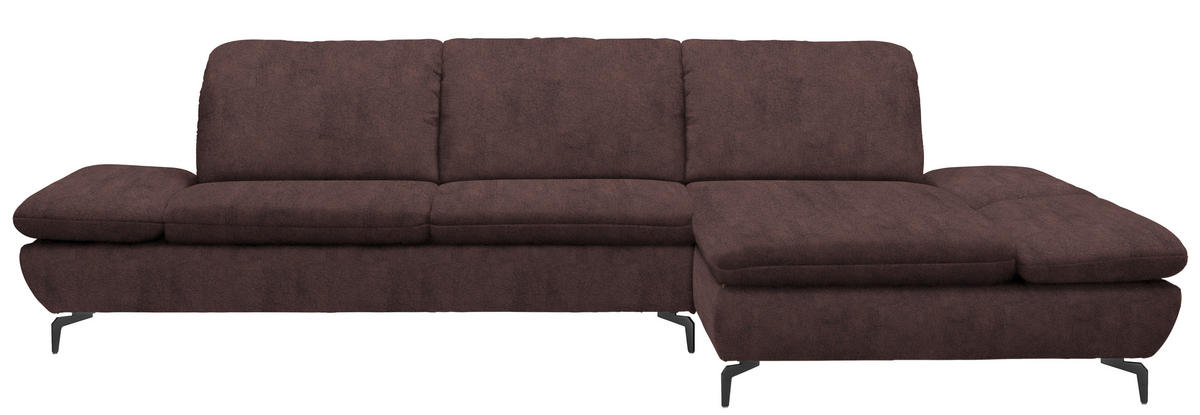 ECKSOFA Dunkelbraun Flachgewebe  - Dunkelbraun/Schwarz, Design, Textil/Metall (315/200cm) - Chilliano