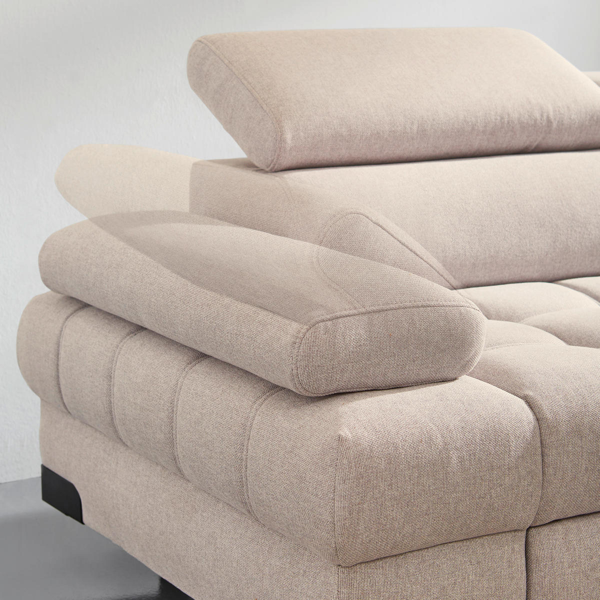 SAROKKANAPÉ textil bézs  - bézs/fekete, Design, textil/fém (263/223cm) - Welnova