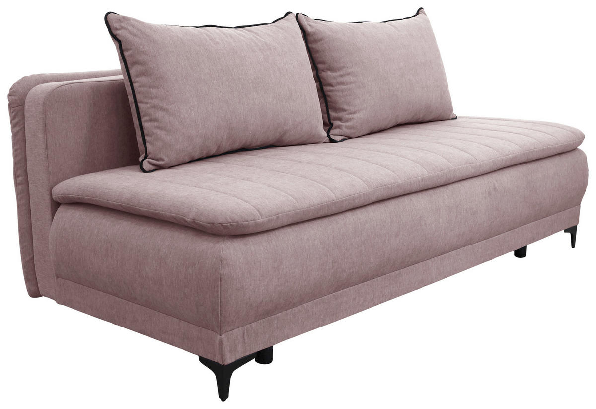 SCHLAFSOFA MOLISS in Flachgewebe Rosa  - Schwarz/Rosa, Basics, Textil/Metall (202/98/78cm) - Livetastic