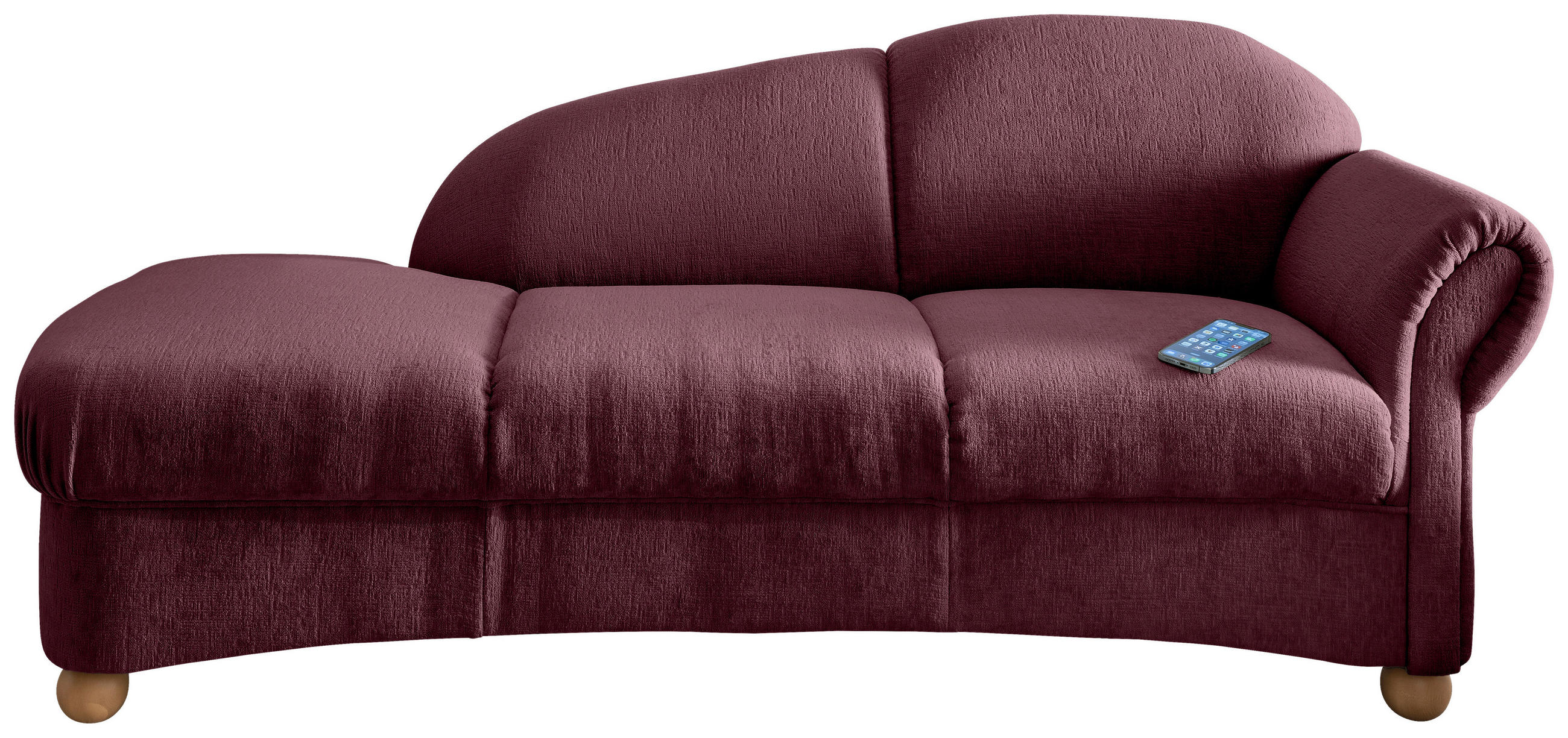 OTTOMANE in Mikrofaser Bordeaux  - Wildeiche/Bordeaux, KONVENTIONELL, Holz/Textil (190/84/86cm) - Livetastic