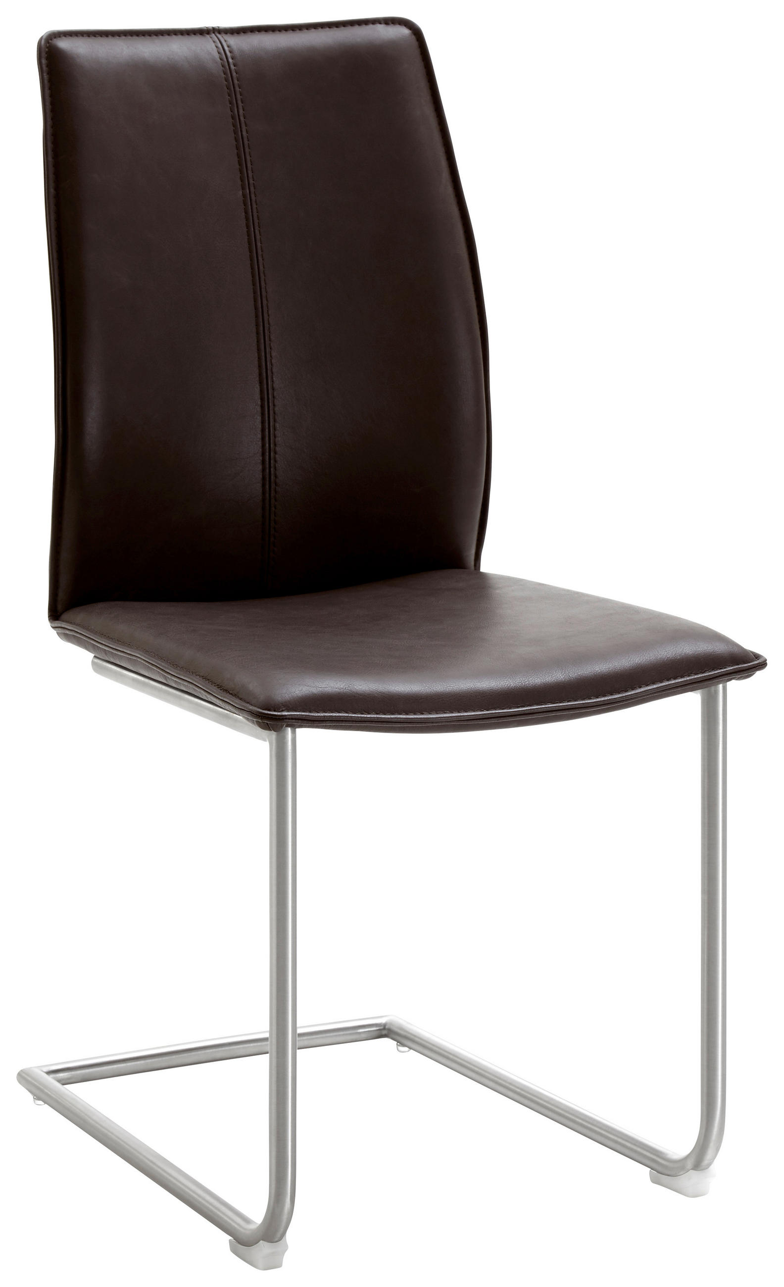 SCHWINGSTUHL  in Edelstahl Echtleder naturbelassen  - Edelstahlfarben/Dunkelbraun, Design, Leder/Metall (46/93/56cm) - Dieter Knoll