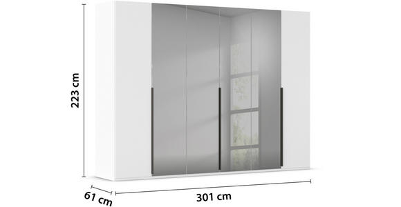 DREHTÜRENSCHRANK 301/223/61 cm 6-türig  - Graphitfarben/Weiß, Trend, Glas/Holzwerkstoff (301/223/61cm) - Novel