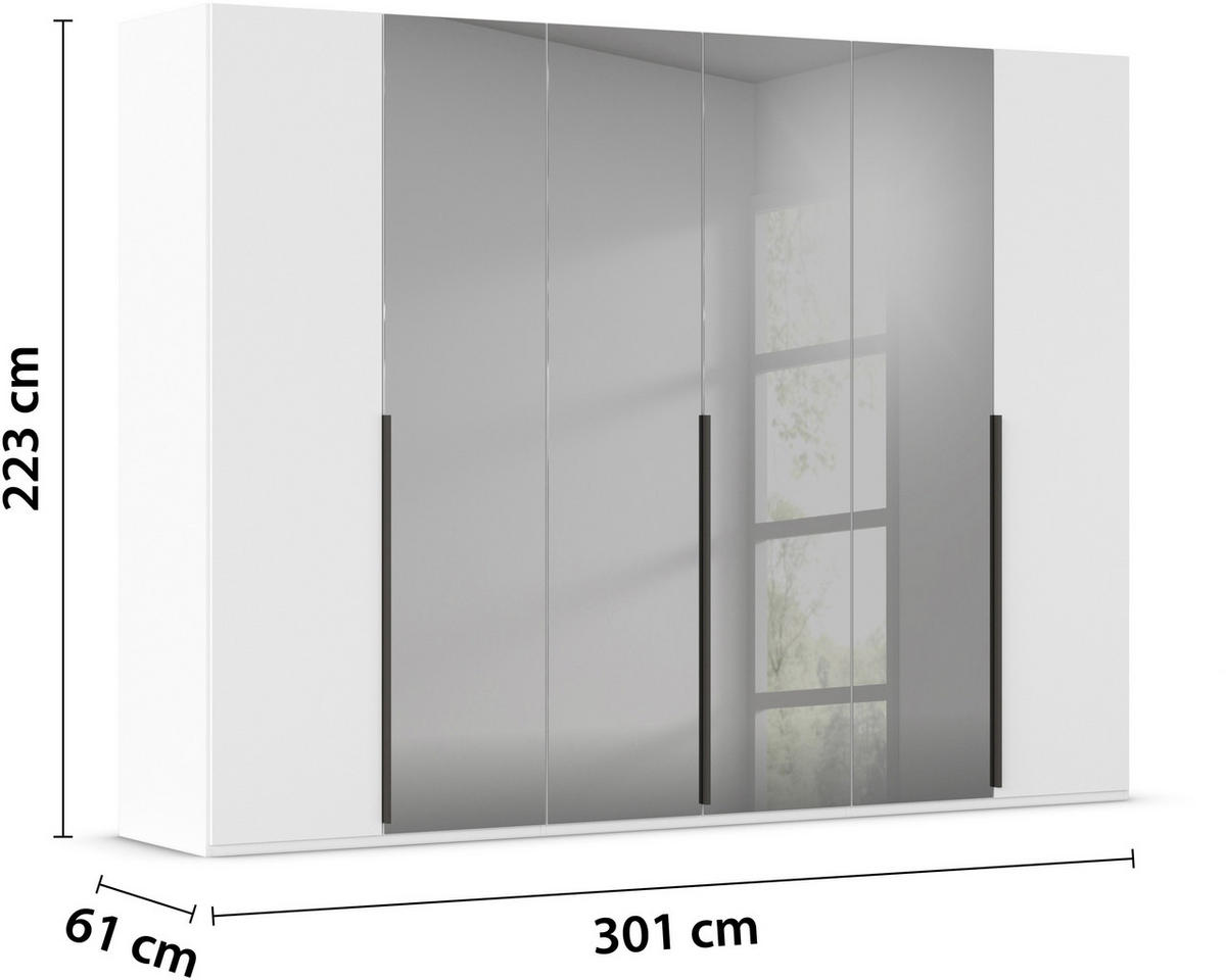 DREHTÜRENSCHRANK in Grau, Weiss  - Weiss/Graphitfarben, Trend, Glas/Holzwerkstoff (301/223/61cm) - Rauch Möbel