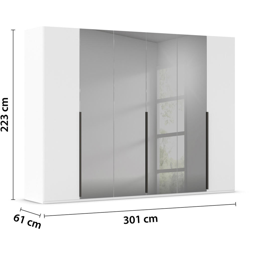 Thumbnail - Novel Drehtürenschrank, Grau, Weiß, Metall, 6 Fächer, 301x223x61 cm, Blauer Engel, Goldenes M, Made in Germany, umfangr...