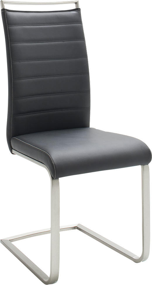 Schwingstuhl in Metall, Textil Schwarz, Edelstahlfarben