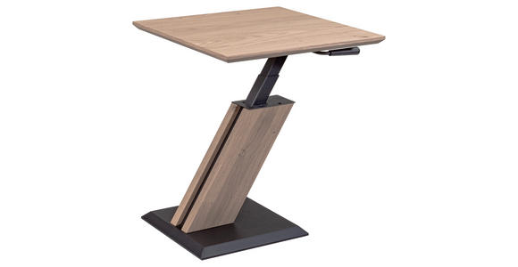 COUCHTISCH Wildeiche furniert, teilmassiv 50/50/44-61 cm quadratisch Anthrazit, Eiche Bianco  - Eiche Bianco/Anthrazit, Natur, Holz/Metall (50/50/44-61cm) - Venda