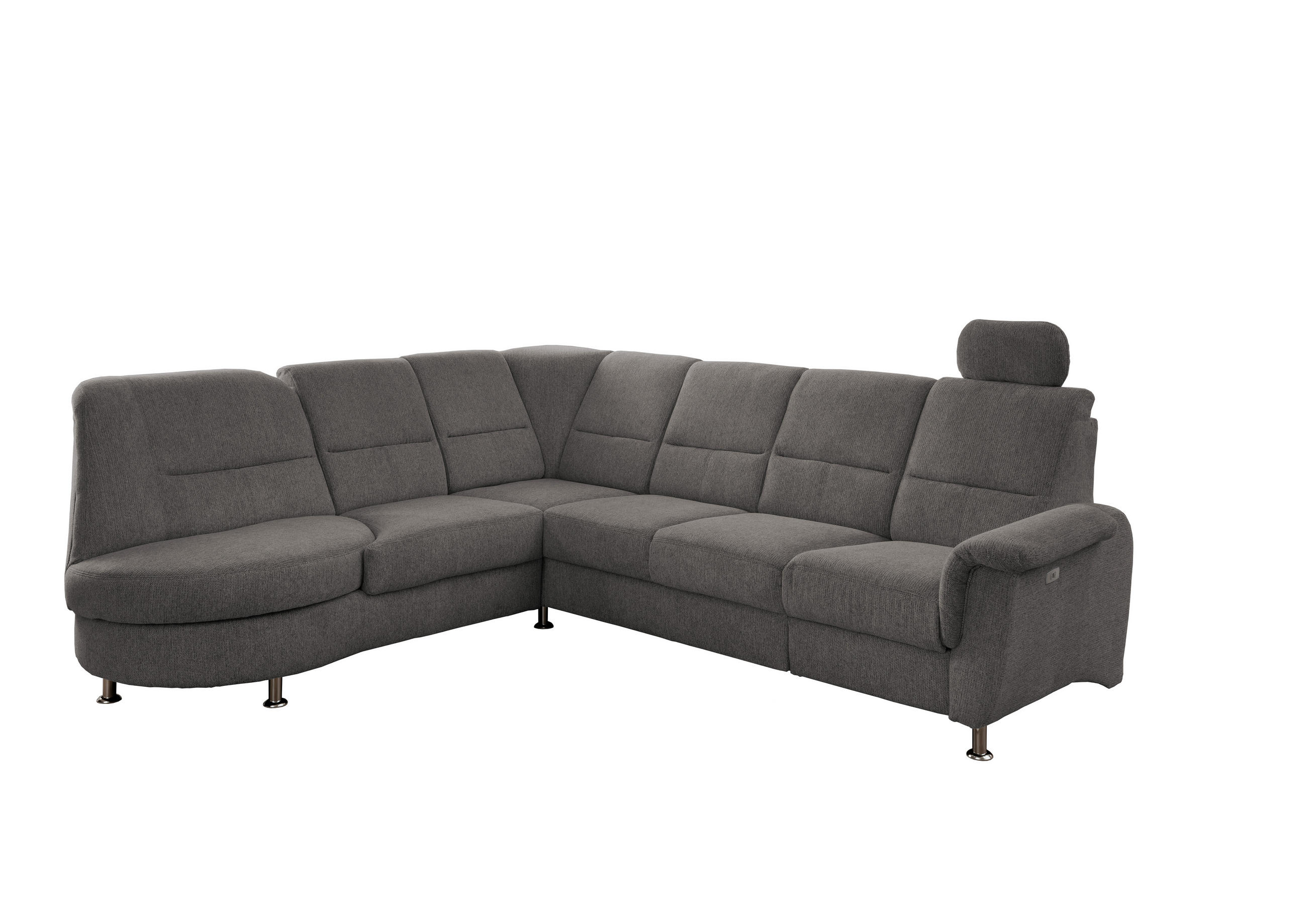 ECKSOFA Graubraun Chenille  - Chromfarben/Graubraun, MODERN, Textil/Metall (236/275cm) - Livetastic