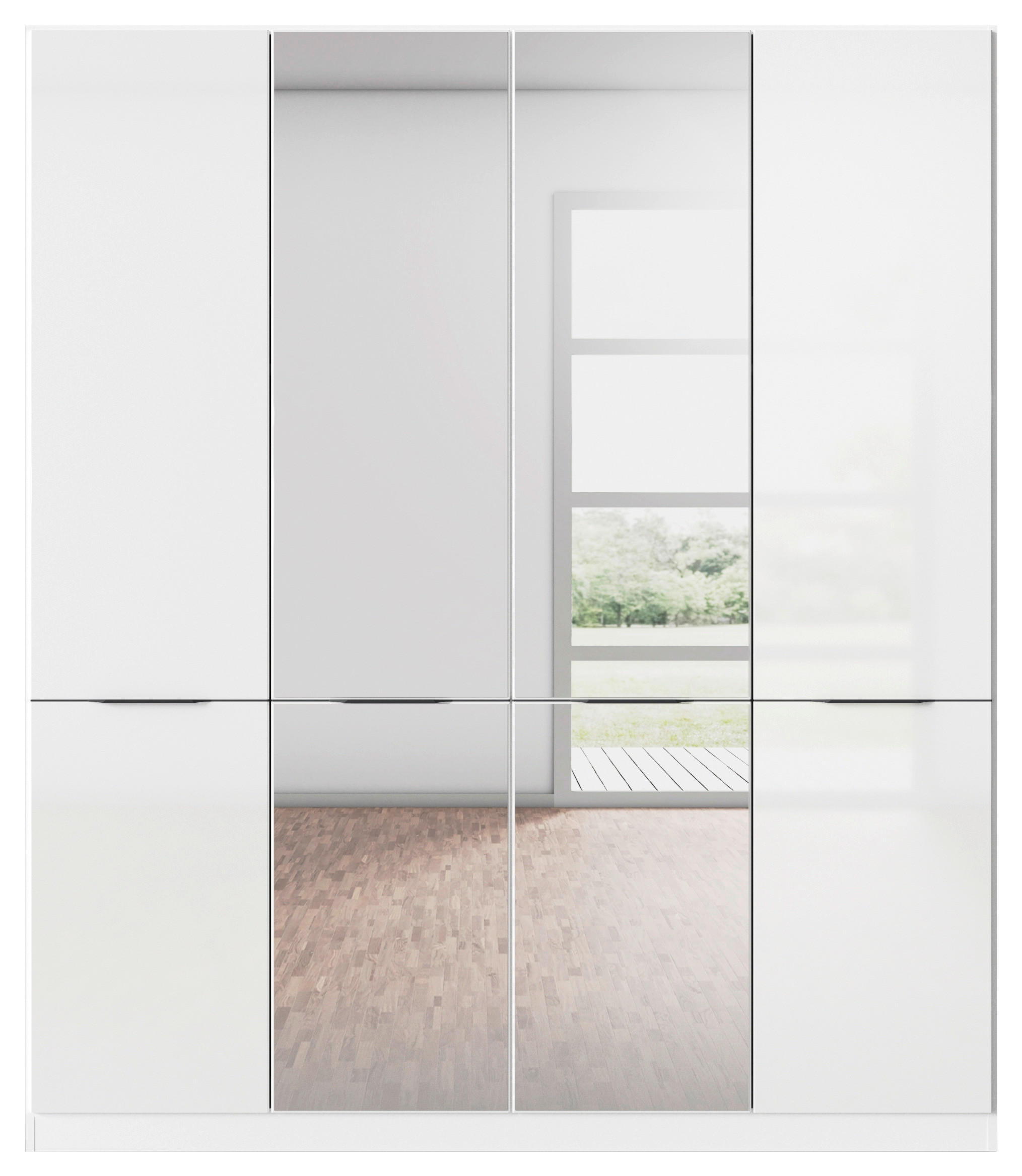 KLEIDERSCHRANK 181/210/54 cm 4-türig Weiß, Weiß Hochglanz  - Weiß Hochglanz/Weiß, KONVENTIONELL, Holzwerkstoff/Kunststoff (181/210/54cm) - James Wood