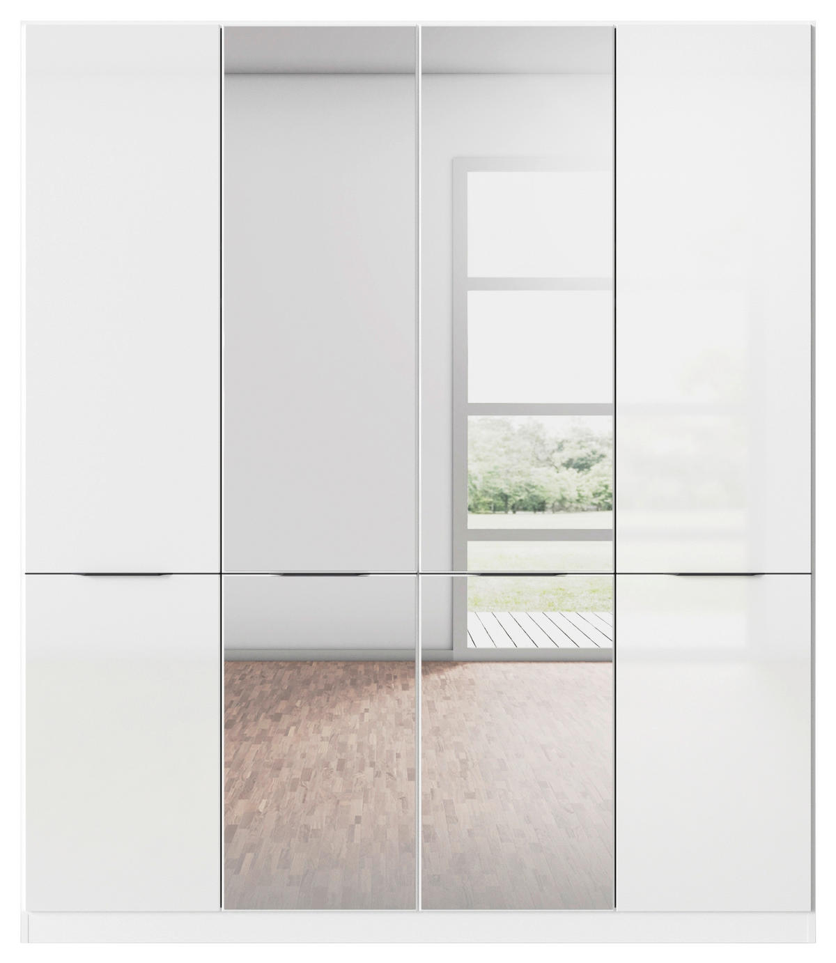 KLEIDERSCHRANK 181/210/54 cm 4-türig Weiß, Weiß Hochglanz  - Weiß Hochglanz/Weiß, KONVENTIONELL, Holzwerkstoff/Kunststoff (181/210/54cm) - James Wood