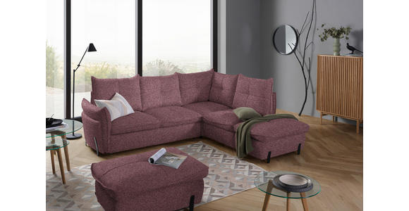 ECKSOFA in Bouclé Altrosa  - Schwarz/Altrosa, Design, Textil/Metall (250/220cm) - Xora