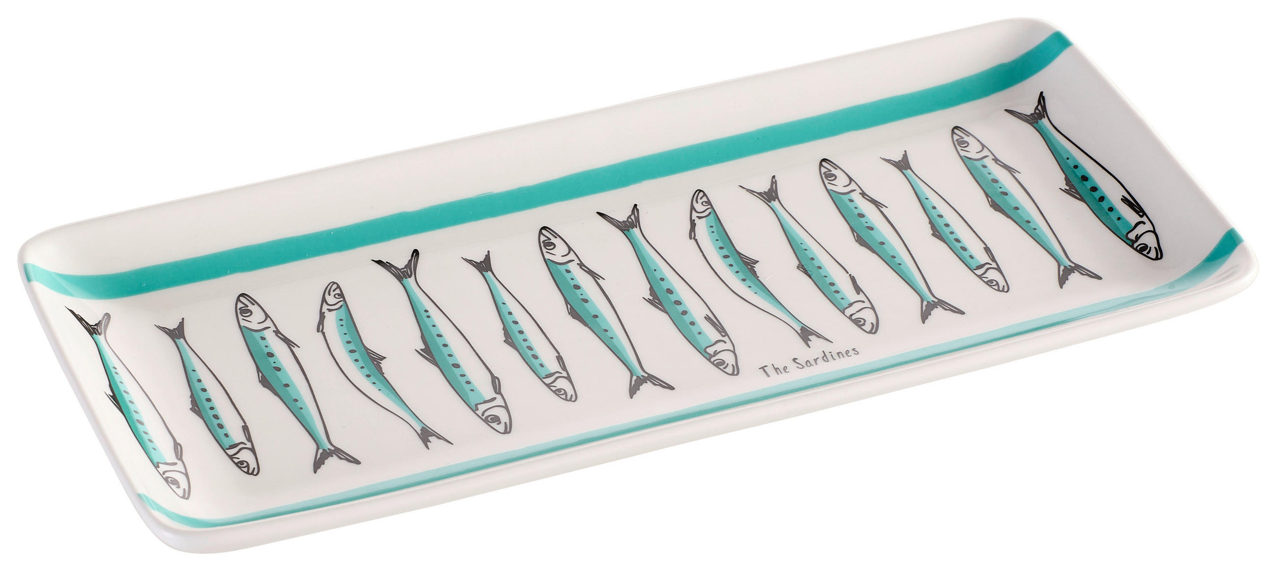 SERVIERPLATTE  - Türkis/Weiß, Basics, Keramik (26/11,20/2cm) - Boltze Home