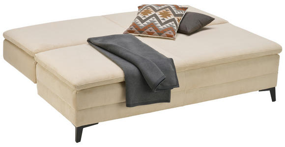 BOXSPRINGSOFA Cord Beige  - Beige/Schwarz, Design, Textil/Metall (200/100/108cm) - Novel