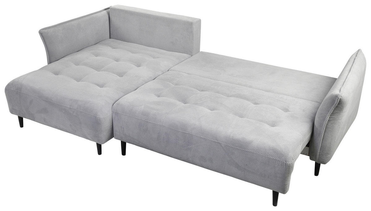 ECKSOFA in Chenille Hellgrau  - Hellgrau/Schwarz, Modern, Textil/Metall (200/285cm) - MID.YOU