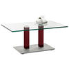 COUCHTISCH Klarglas 110/70/46-65 cm rechteckig Edelstahlfarben, Weinrot  - Edelstahlfarben/Weinrot, Design, Glas/Kunststoff (110/70/46-65cm)