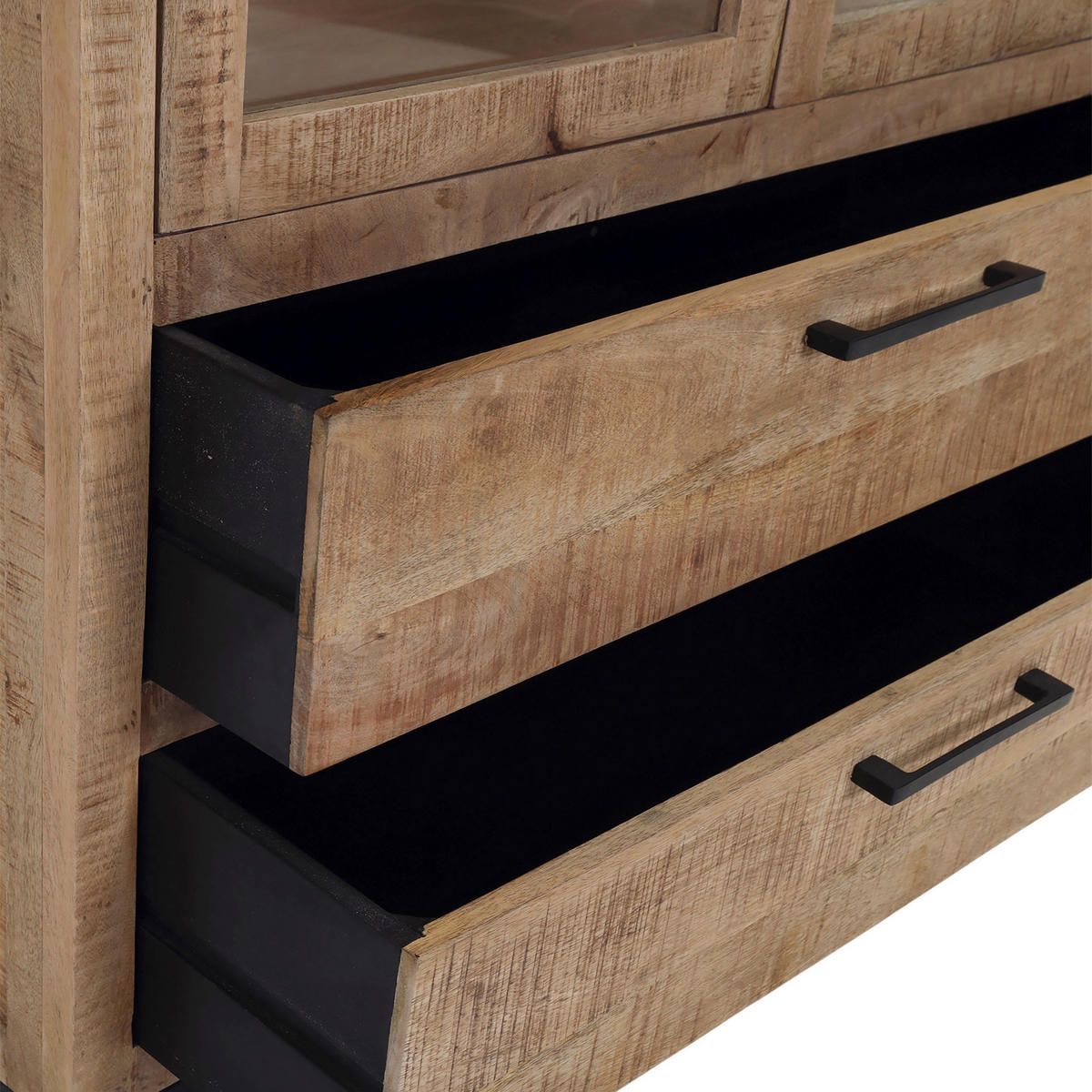 VITRINE  in massiv Mangoholz Naturfarben, Schwarz  - Schwarz/Naturfarben, Design, Glas/Holz (100/178/40cm) - Landscape