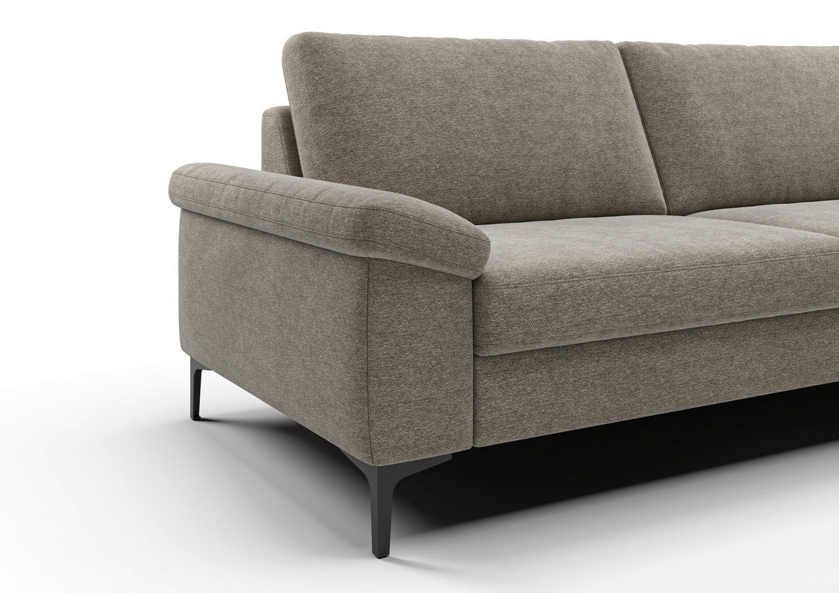 2,5-SITZER Flachgewebe Taupe  - Taupe/Schwarz, Design, Holzwerkstoff/Textil (204/89/97cm) - Pure Home Lifestyle