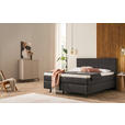 BOXSPRINGBETT 180/200 cm,  in Dunkelgrau, Matratze, Kissen, gepolstertes Kopfteil, Topper, H2 + H3 = mittel + fest  - Dunkelgrau/Schwarz, KONVENTIONELL, Holz/Textil (180/200cm) - Novel
