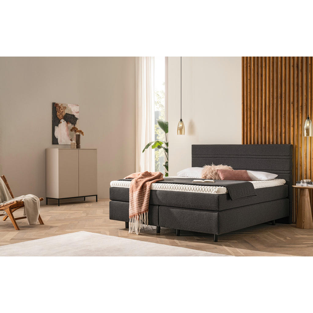 Thumbnail - Schlaraffia Boxspringbett, Anthrazit, Textil, H2, 7-Zonen, Höhe ca. 19 cm, 180x200 cm, Kissen, Topper durchgehend, Härte...