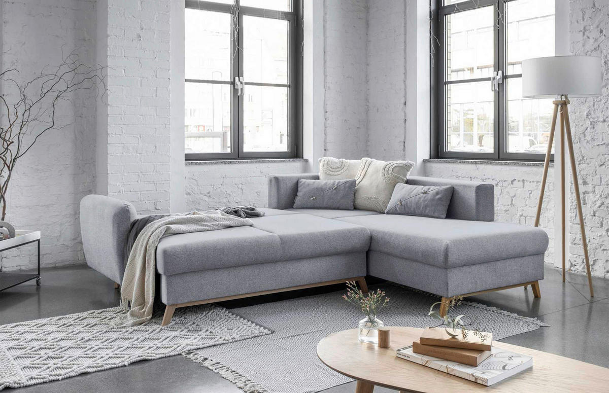 Colțar, textil, gri deschis, 242/202 cm - gri deschis/culoare natur, lemn/textil (242/202cm) - MID.YOU