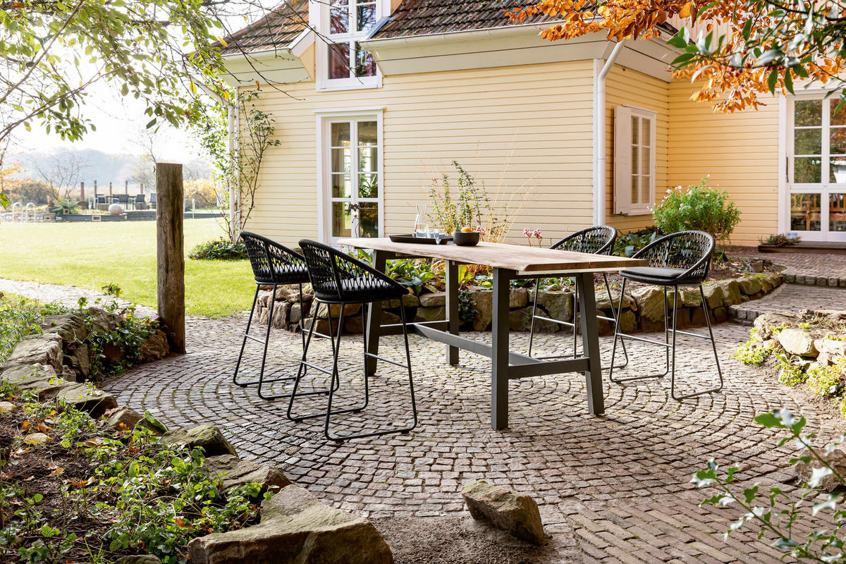 GARTENTISCH 220/80/92 cm Metall, Holz rechteckig  - Anthrazit/Teakfarben, Design, Holz/Metall (220/80/92cm)