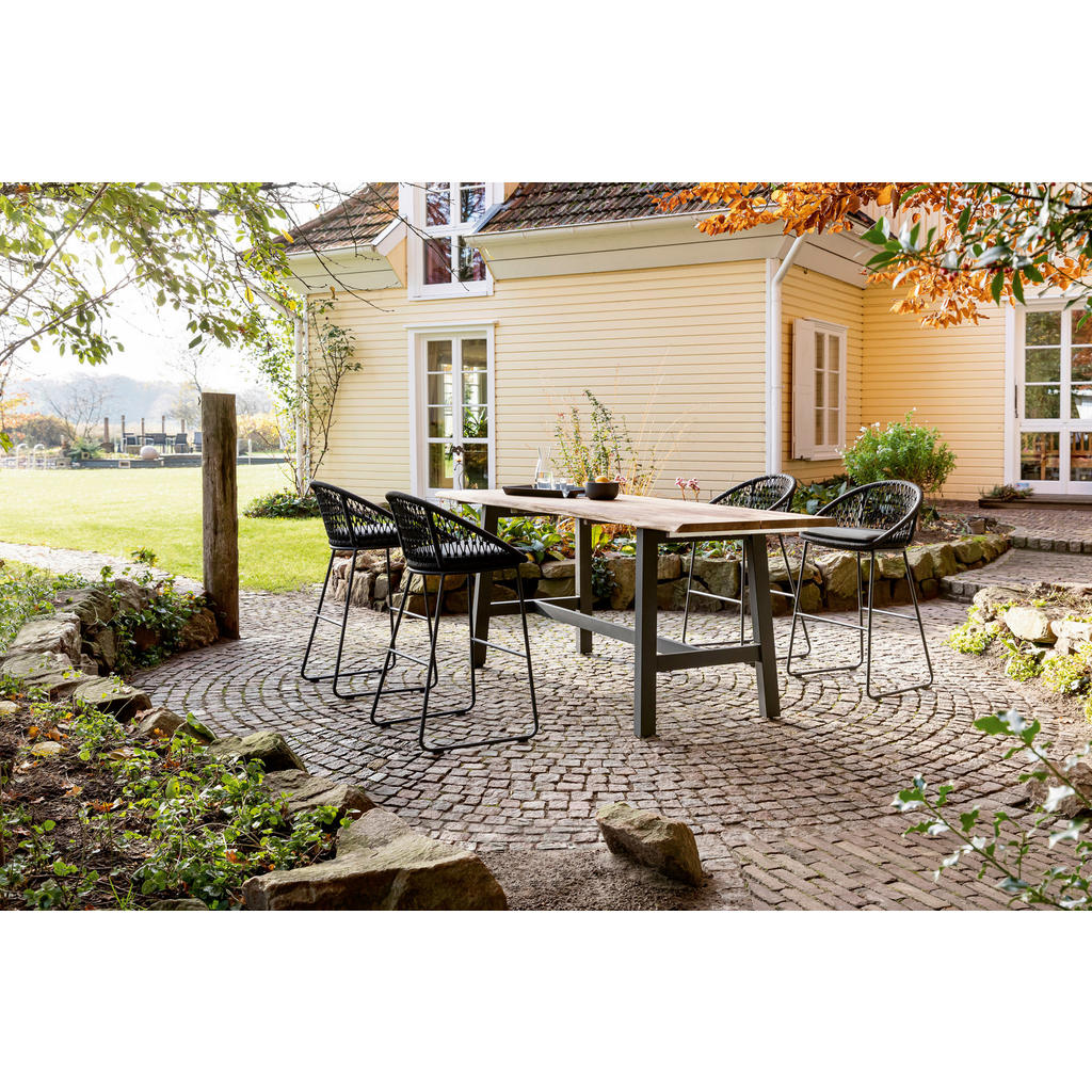 Thumbnail - Gartentisch, Anthrazit, Teak, Holz, Metall, Teakholz, massiv, rechteckig, eckig, 80x92x220 cm, wetterbeständig, wetterfe...