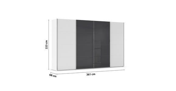 SCHWEBETÜRENSCHRANK 361/223/68 cm 4-türig Grau, Weiß - Chromfarben/Weiß, KONVENTIONELL, Glas/Holzwerkstoff (361/223/68cm) - Novel