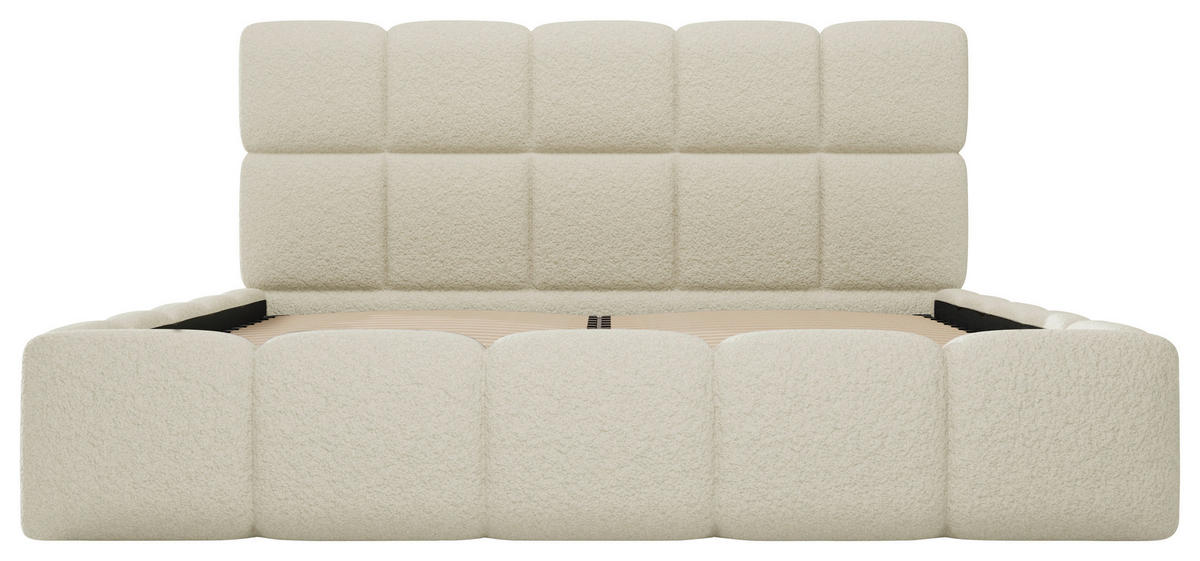 POLSTERBETT Cloudy Lattenrost, Bettkasten 180/200 cm  in Beige  - Beige/Schwarz, Design, Holz/Textil (180/200cm) - Boxxx