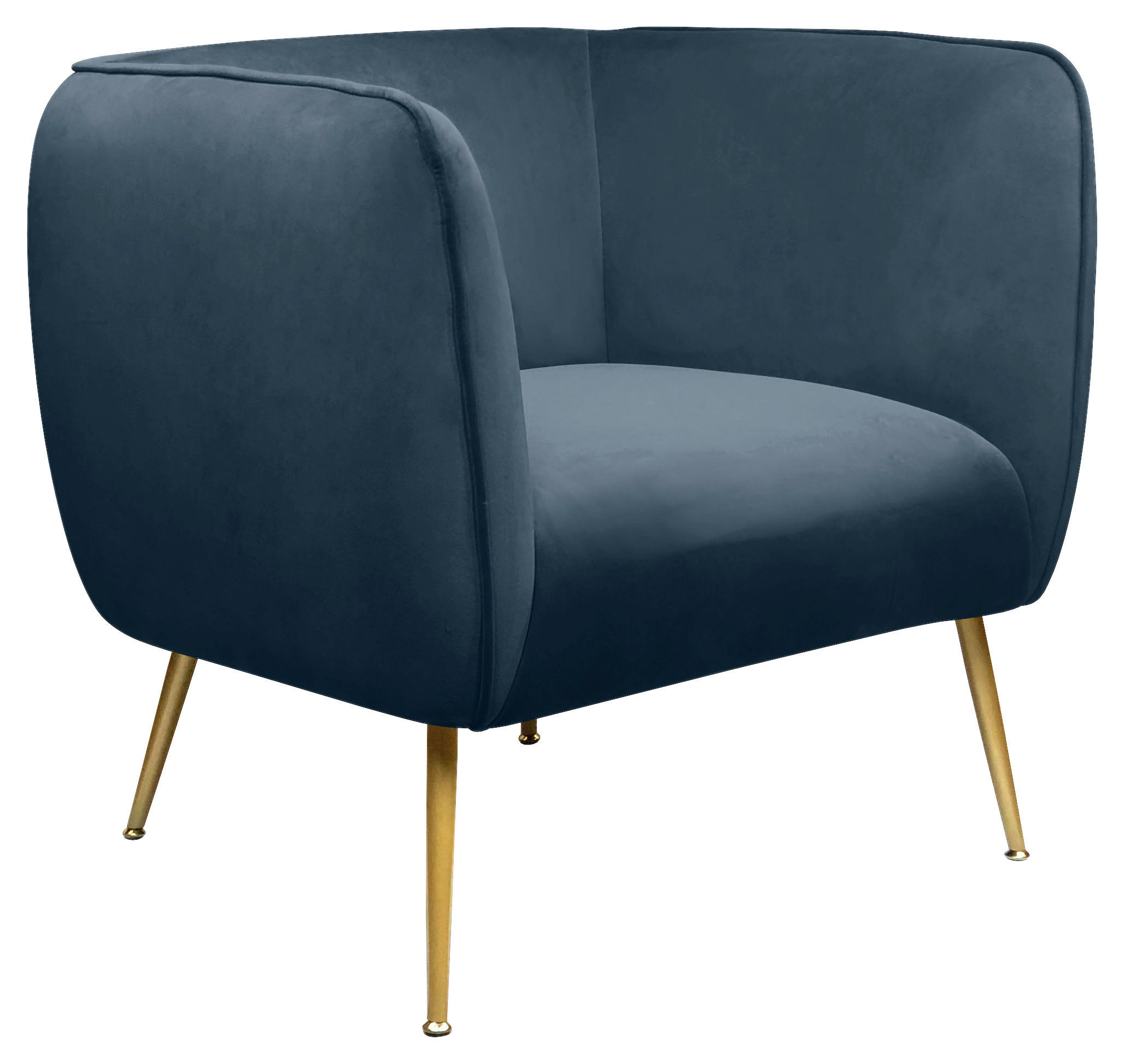 Fotoliu din lemn, metal, textil, albastru, auriu - albastru/auriu, Modern, lemn/metal (79/71,5/71,5cm) - Ambia Home