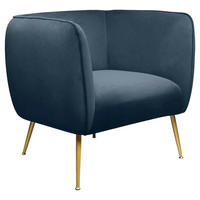 Fotoliu din lemn, metal, textil, albastru, auriu - albastru/auriu, Modern, lemn/metal (79/71,5/71,5cm) - Ambia Home